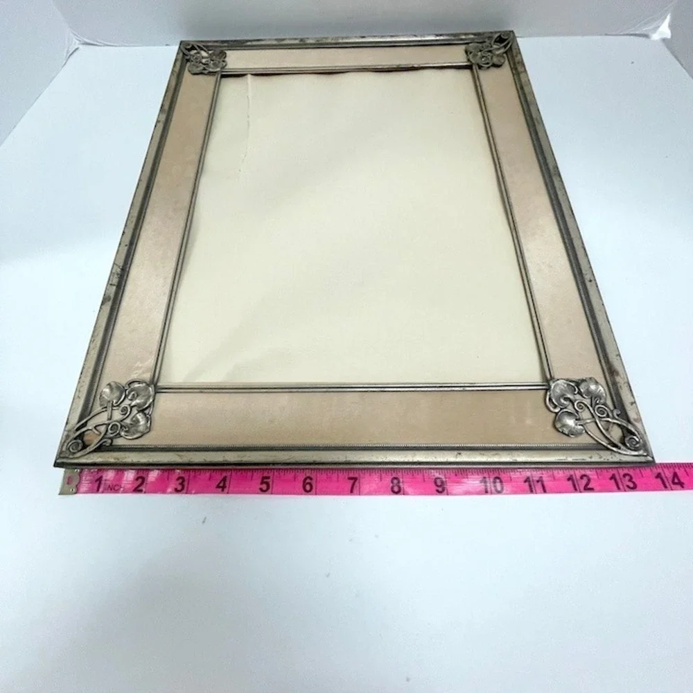 Vintage‎ Art Nouveau Style Picture Frame Silver Ornate Floral Antique